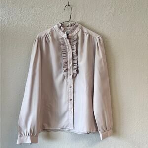 Vintage 1970's ruffle collar button down top size 10